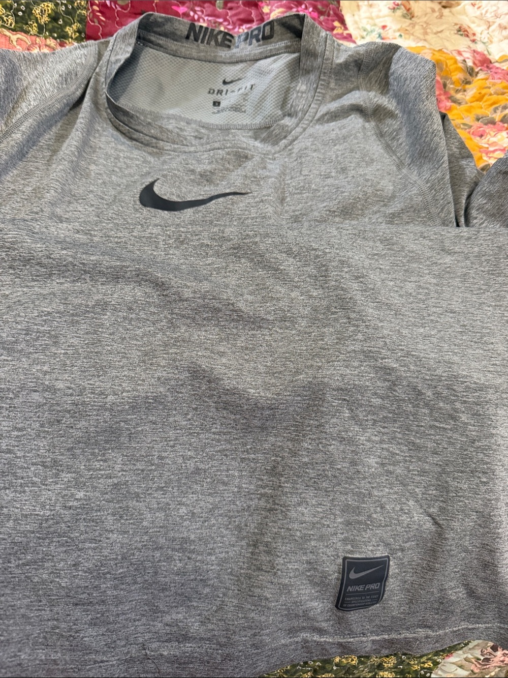 Nike Long Sleeve Dri-FIT Heather Gray Performance Tee